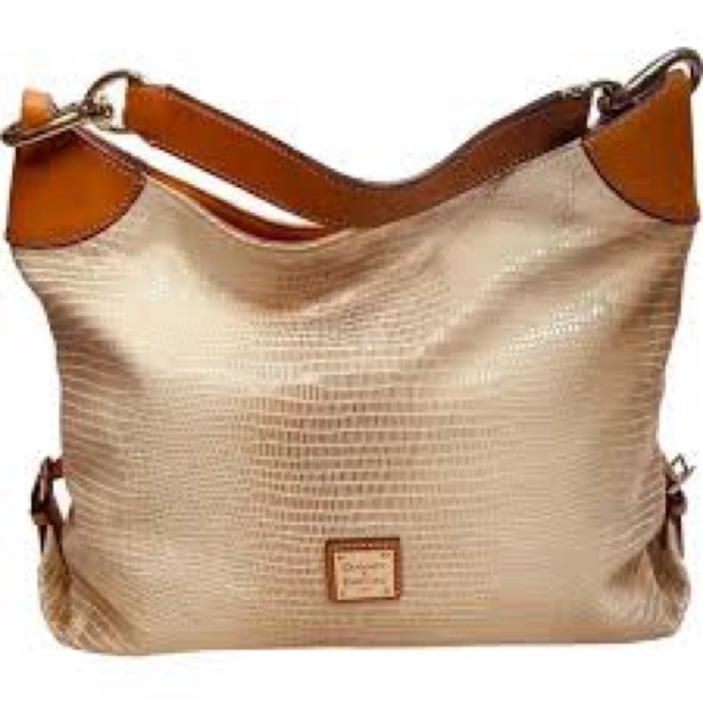 Dooney & Bourke Textured Brown and Tan Hobo Bag - Picture 3 of 9